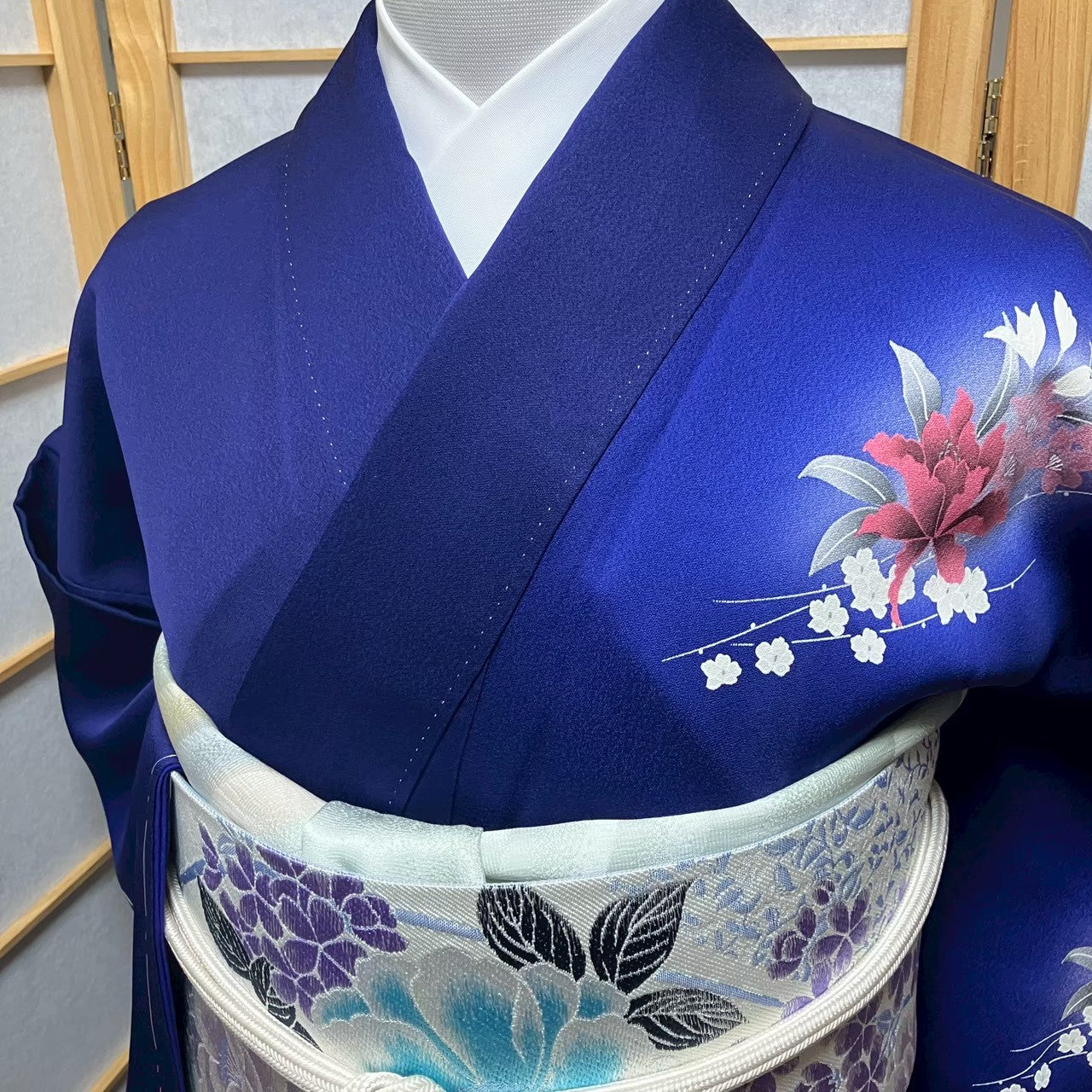 7184# Japanese Kimono Vintage Womens Silk Fabric Robe Kimono only sold Unused