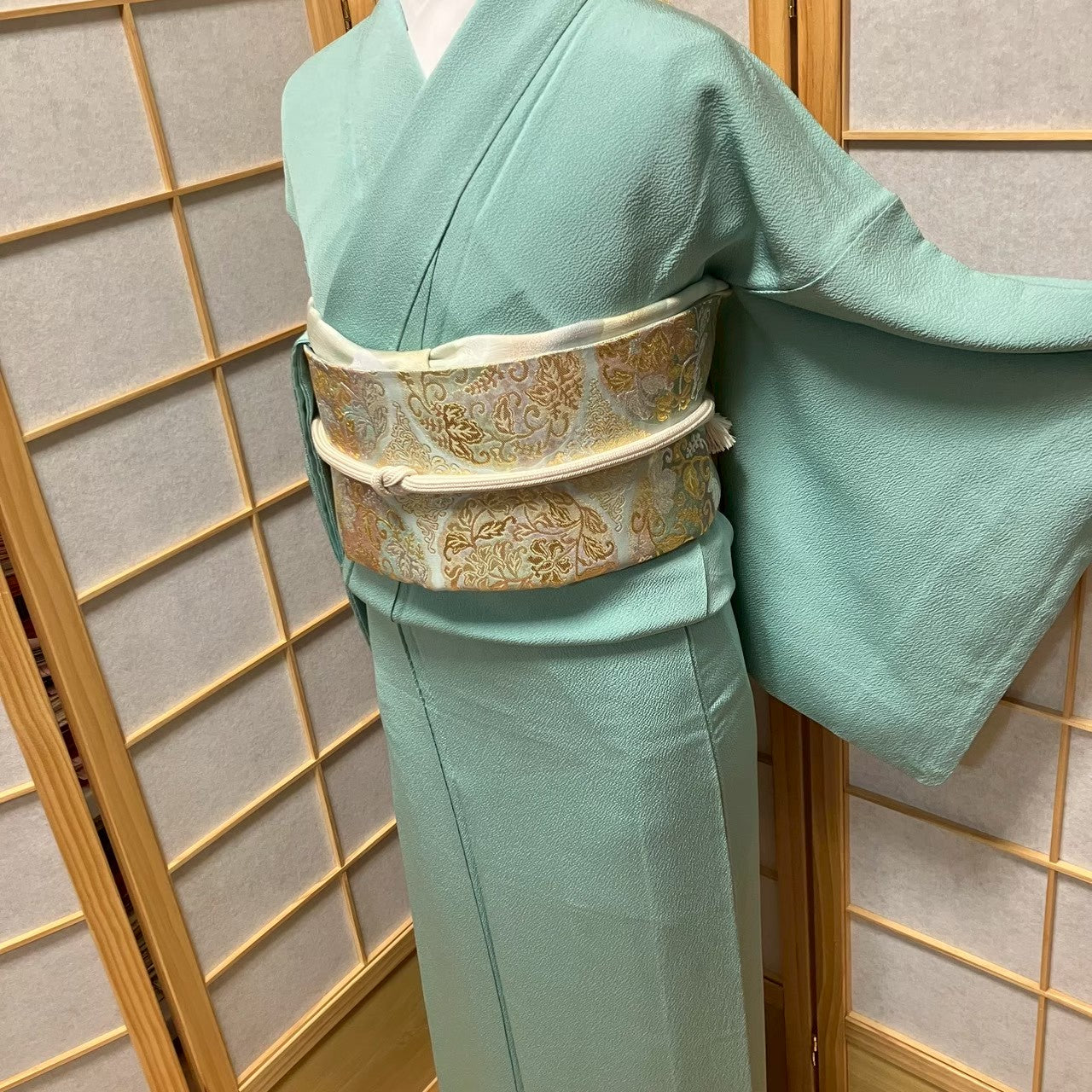 7185# Japanese Plain Kimono Vintage Womens Silk Fabric Robe Kimono only sold