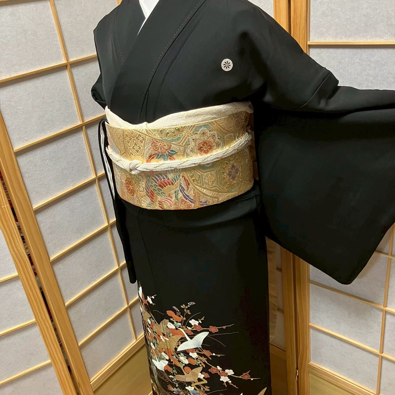 7186# Japanese Tomesode Kimono Vintage Womens Silk Fabric Robe Kimono only sold