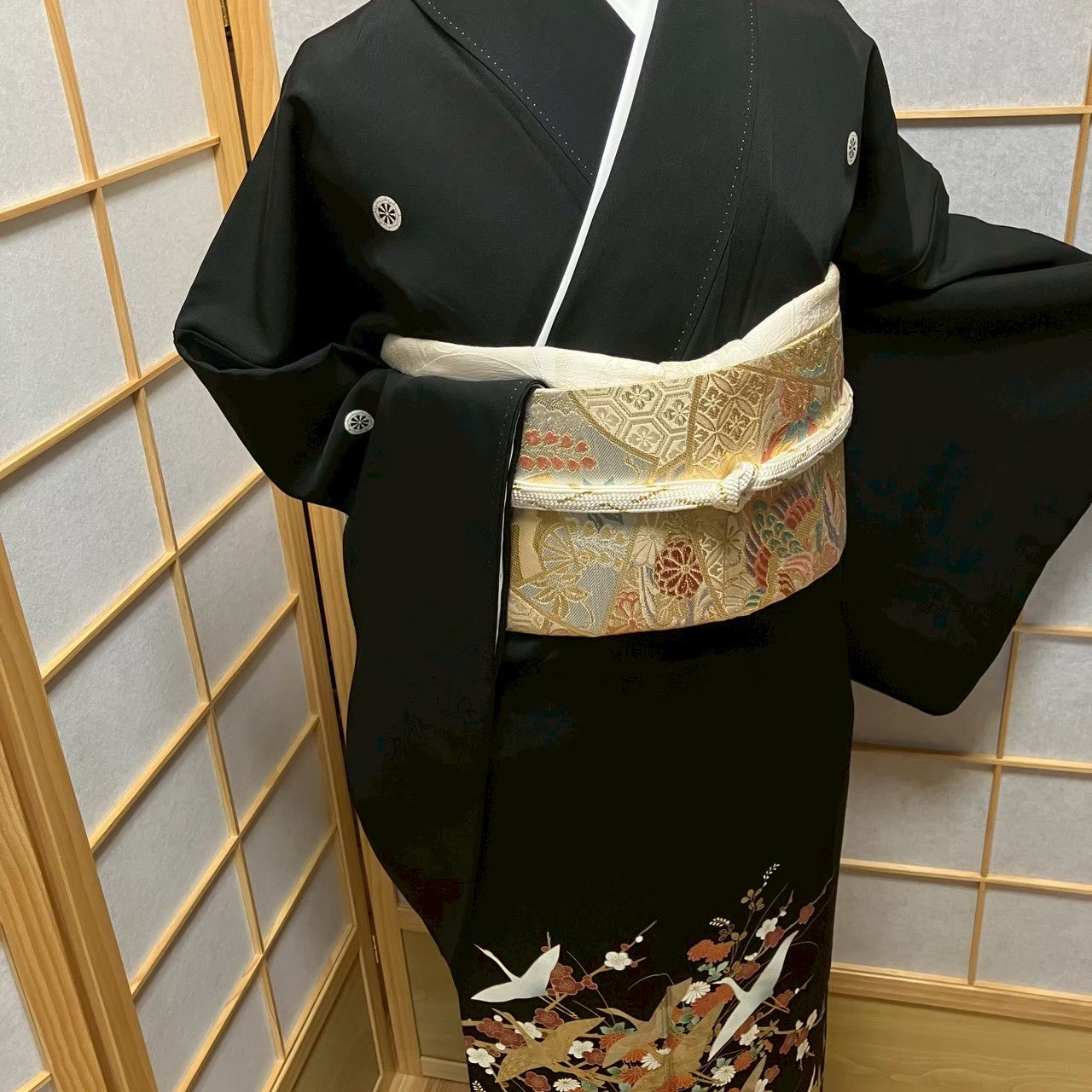 7186# Japanese Tomesode Kimono Vintage Womens Silk Fabric Robe Kimono only sold