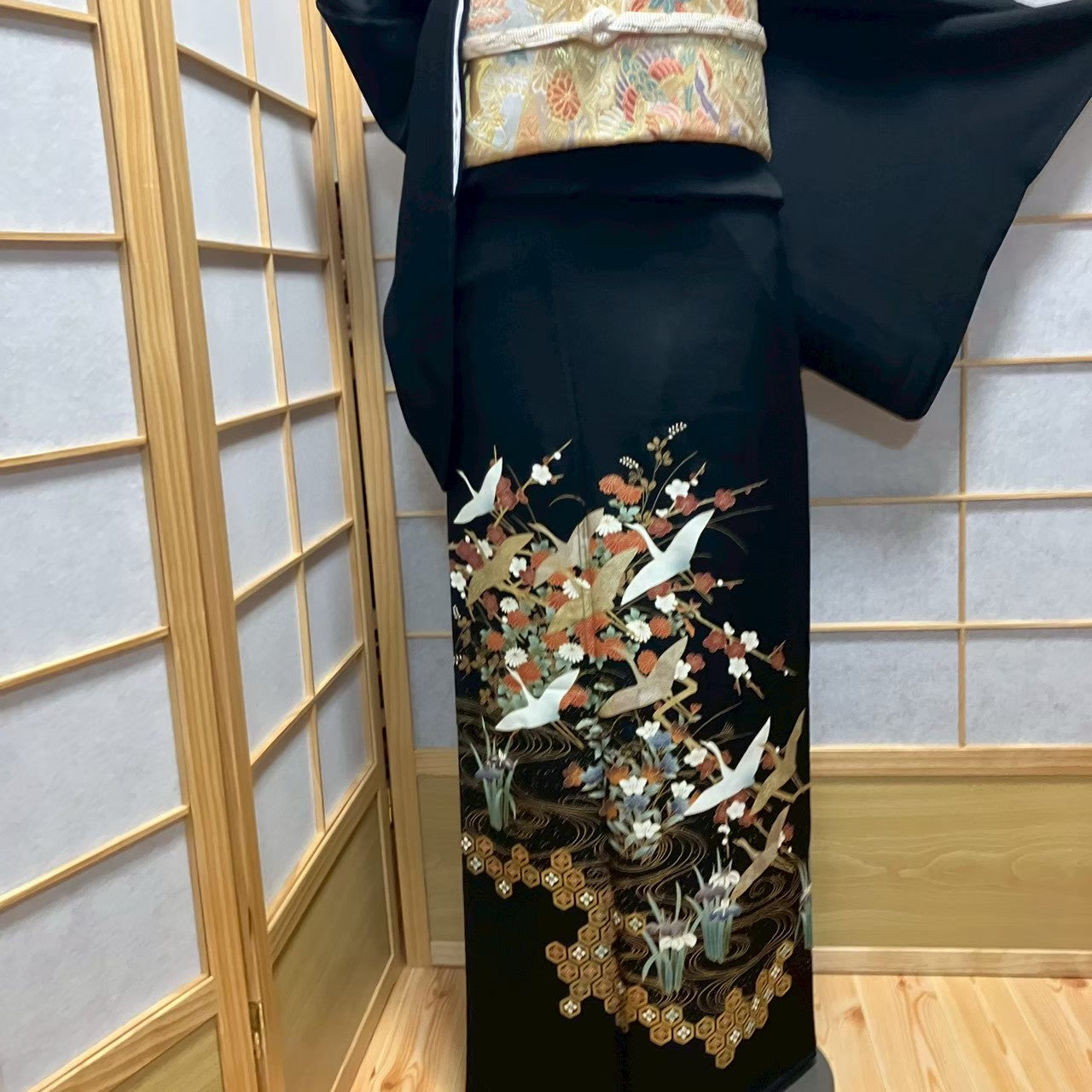 7186# Japanese Tomesode Kimono Vintage Womens Silk Fabric Robe Kimono only sold