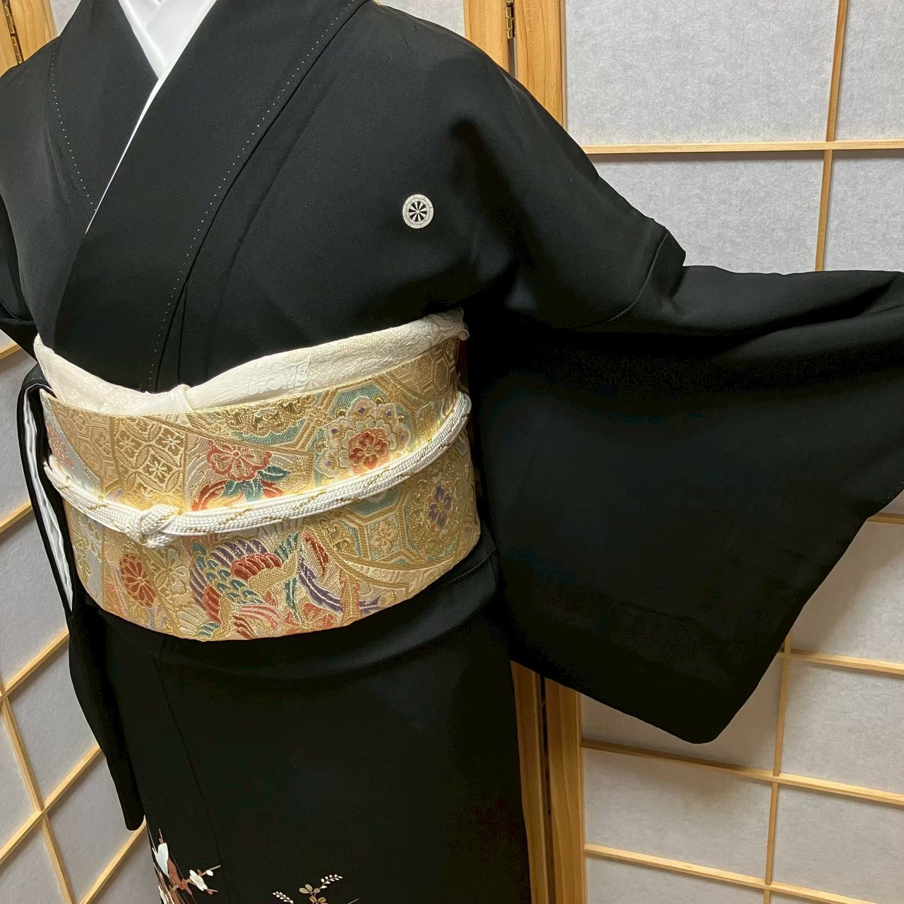 7186# Japanese Tomesode Kimono Vintage Womens Silk Fabric Robe Kimono only sold