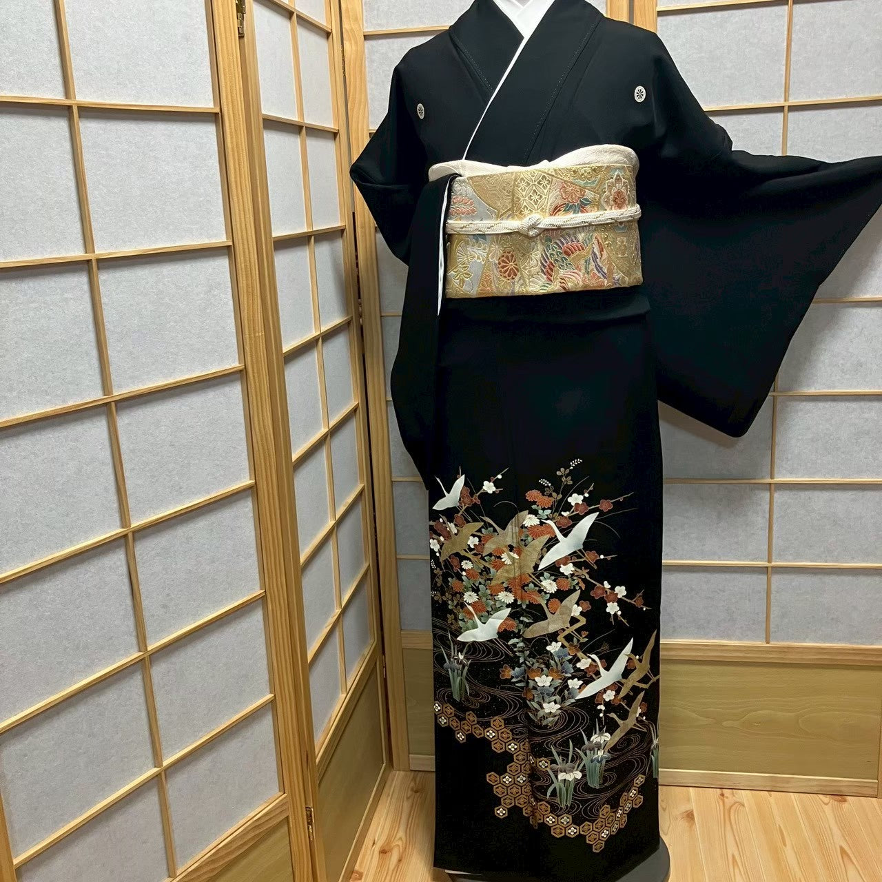7186# Japanese Tomesode Kimono Vintage Womens Silk Fabric Robe Kimono only sold