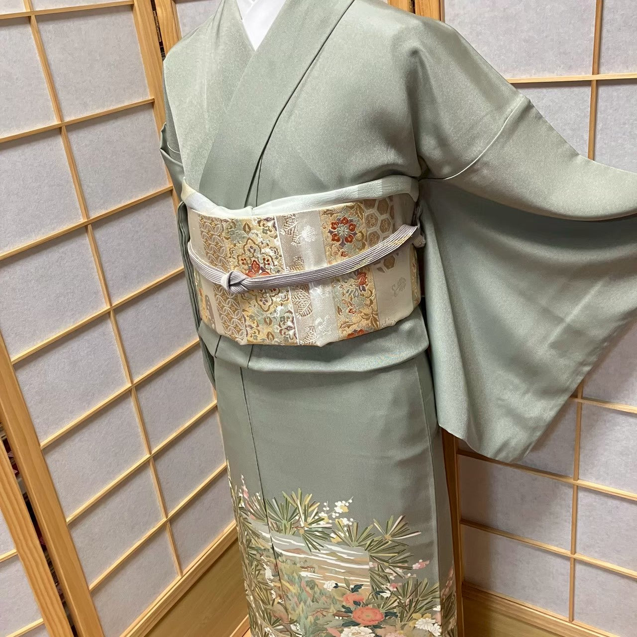 7206# Japanese Tomesode Kimono Vintage Womens Silk Fabric Robe Kimono only sold
