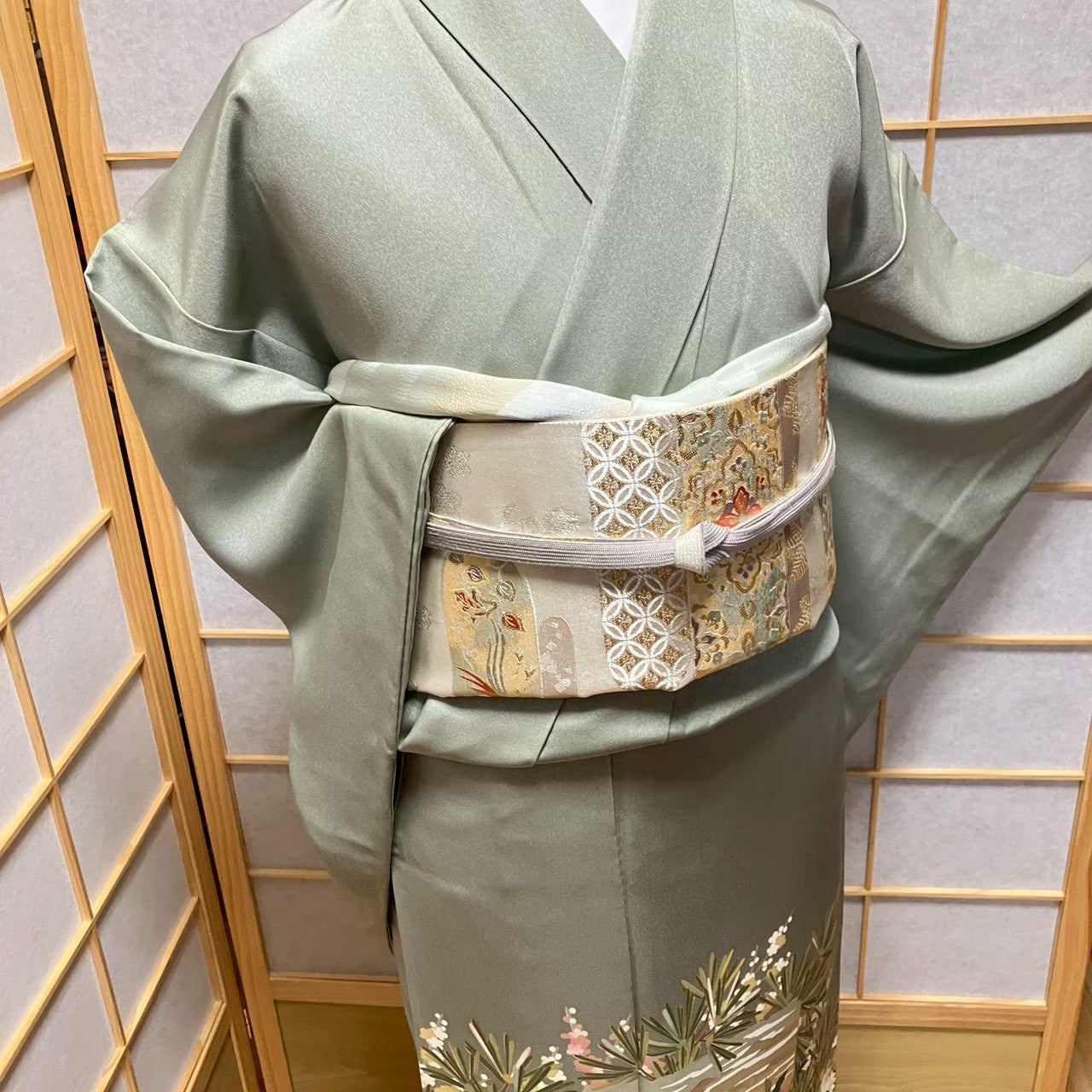 7206# Japanese Tomesode Kimono Vintage Womens Silk Fabric Robe Kimono only sold