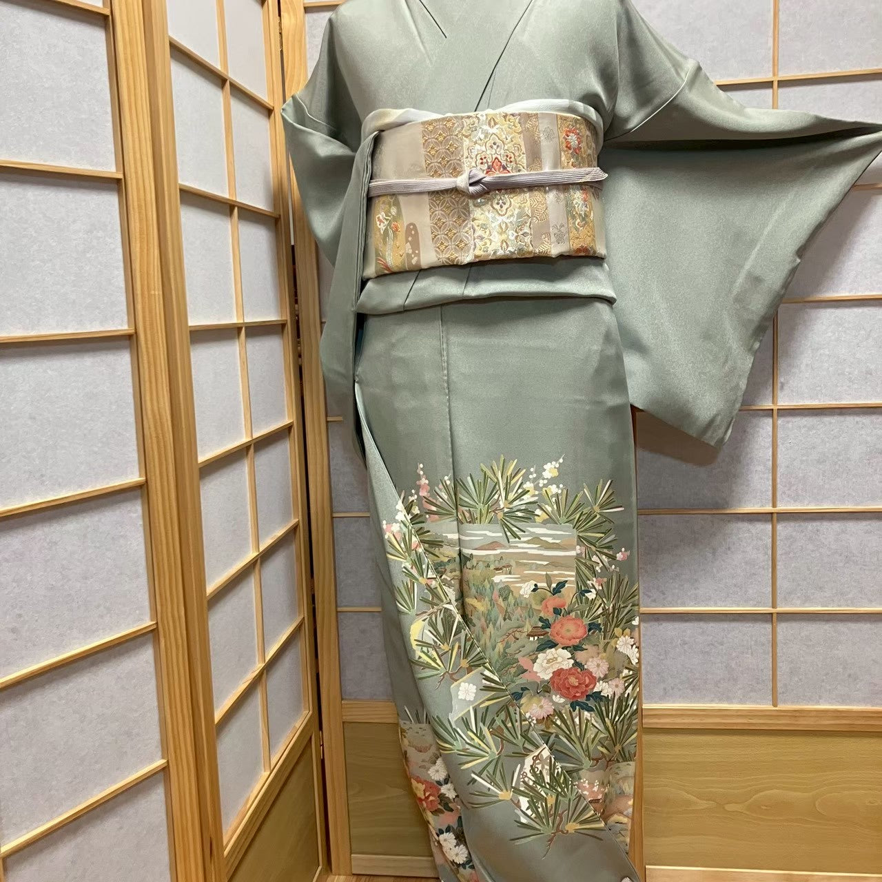 7206# Japanese Tomesode Kimono Vintage Womens Silk Fabric Robe Kimono only sold