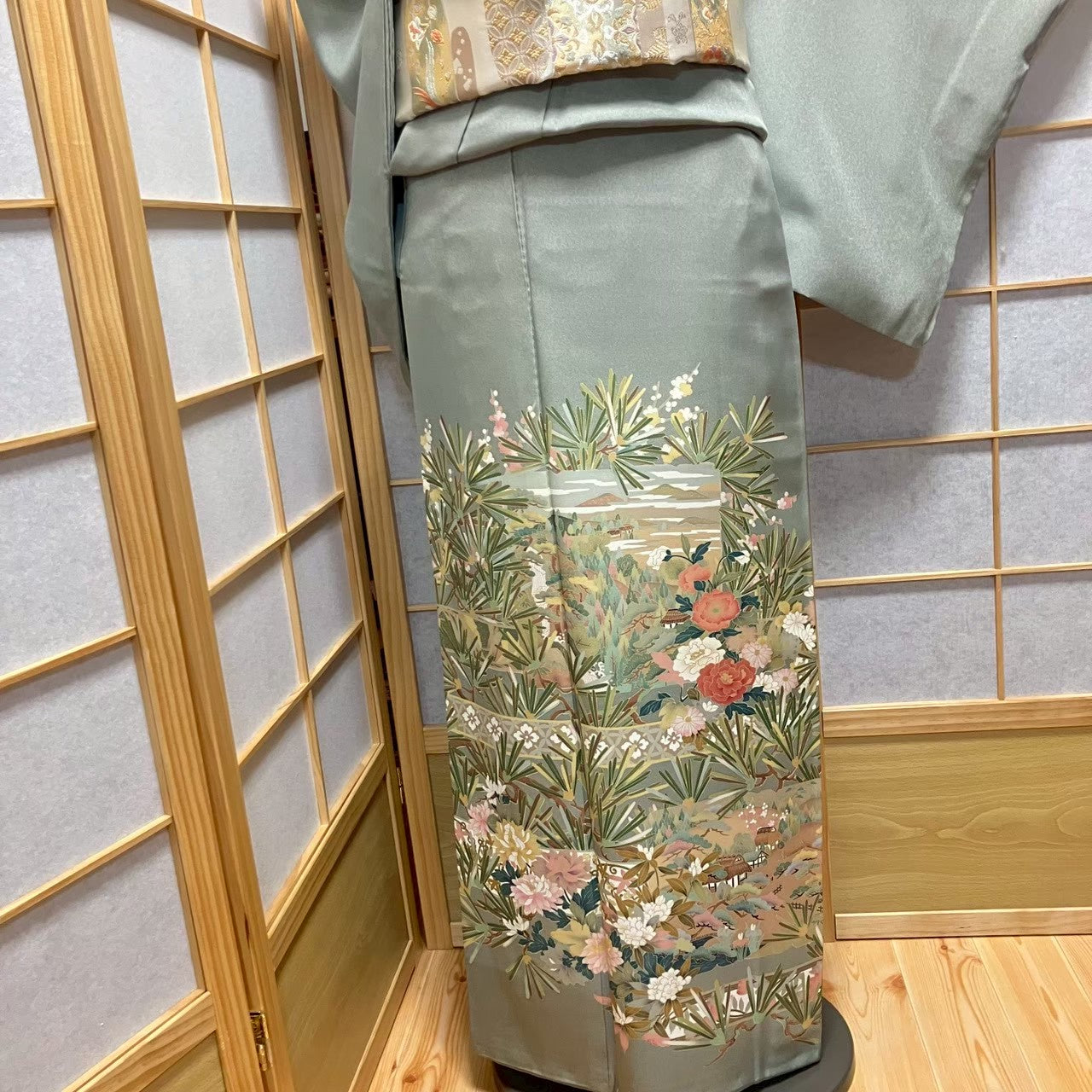 7206# Japanese Tomesode Kimono Vintage Womens Silk Fabric Robe Kimono only sold