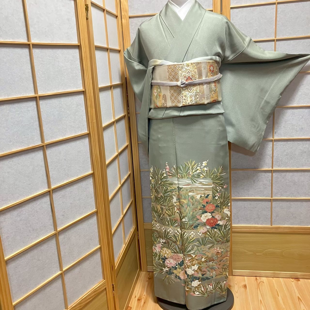 7206# Japanese Tomesode Kimono Vintage Womens Silk Fabric Robe Kimono only sold