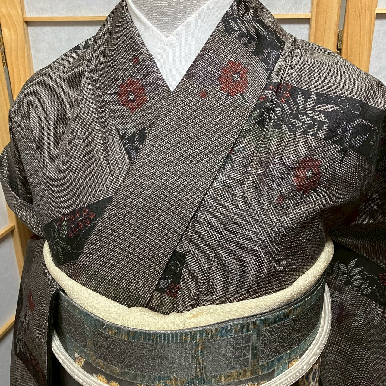 7208# Japanese Kimono Vintage Womens Silk Pongee Fabric Robe Kimono only sold