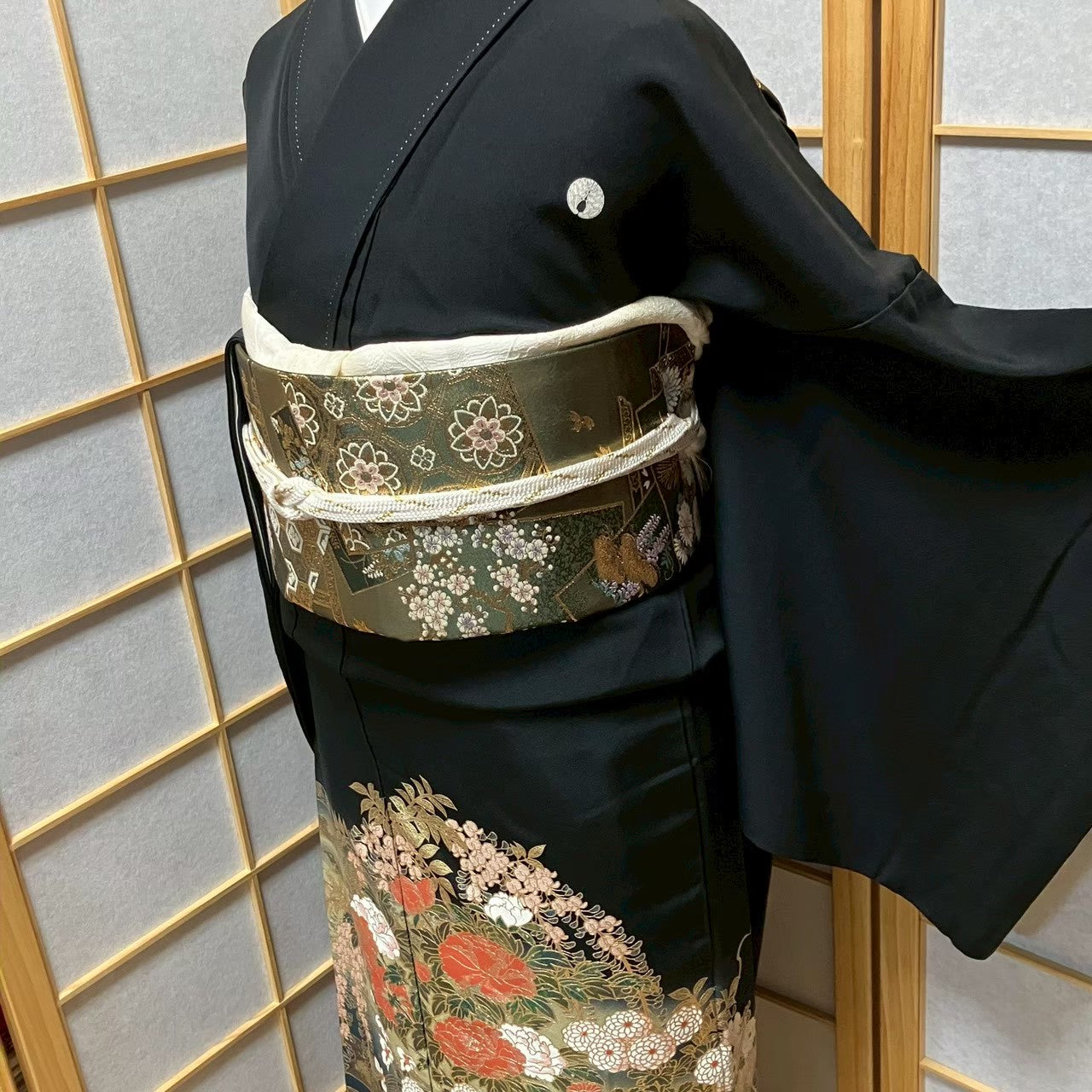 7209# Japanese Tomesode Kimono Vintage Womens Silk Fabric Robe Kimono only sold