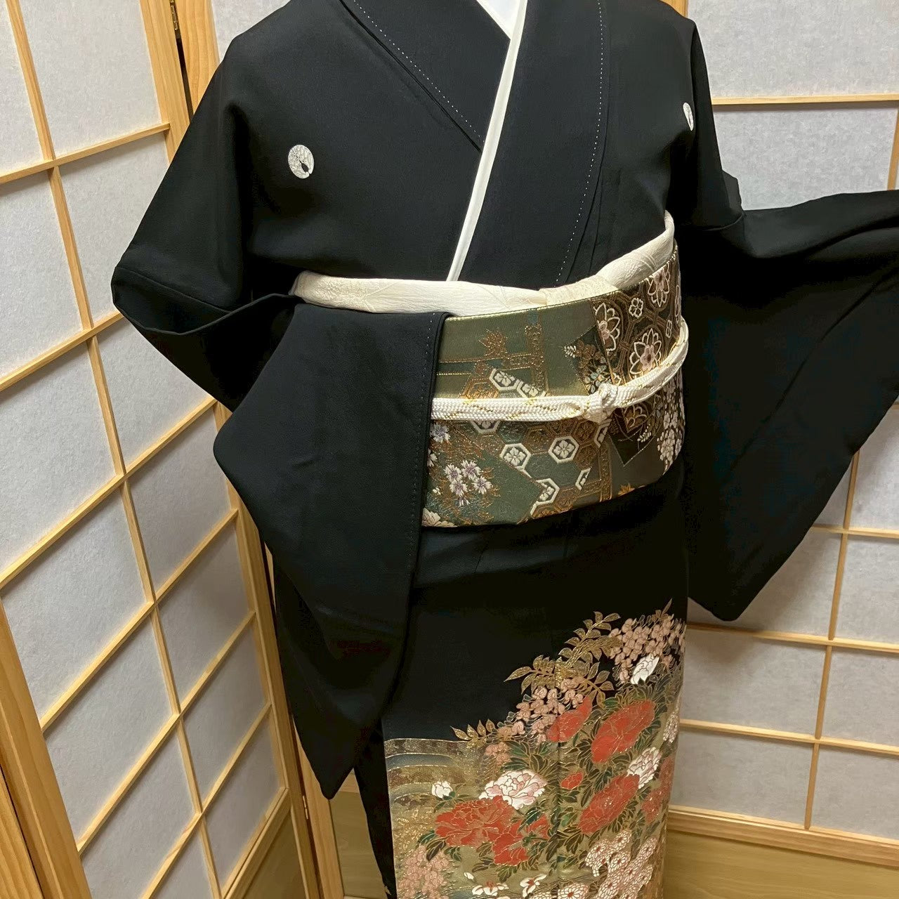 7209# Japanese Tomesode Kimono Vintage Womens Silk Fabric Robe Kimono only sold