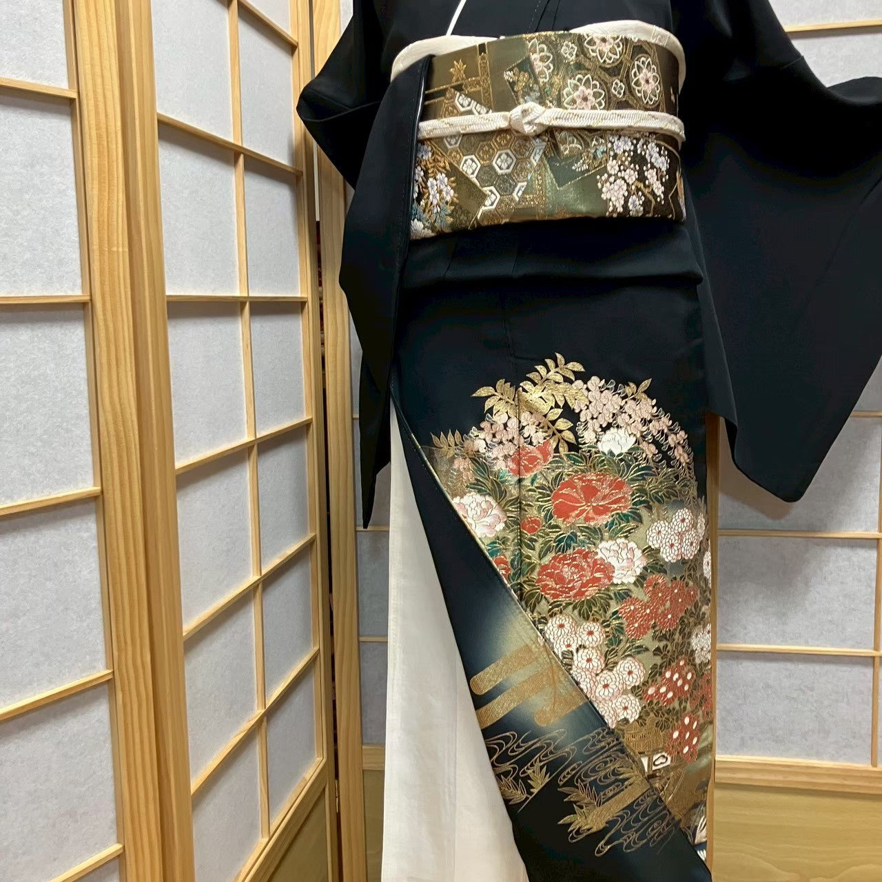 7209# Japanese Tomesode Kimono Vintage Womens Silk Fabric Robe Kimono only sold