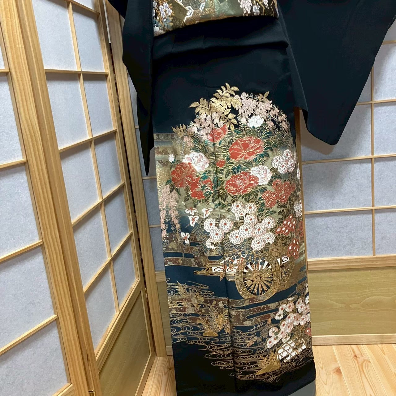 7209# Japanese Tomesode Kimono Vintage Womens Silk Fabric Robe Kimono only sold