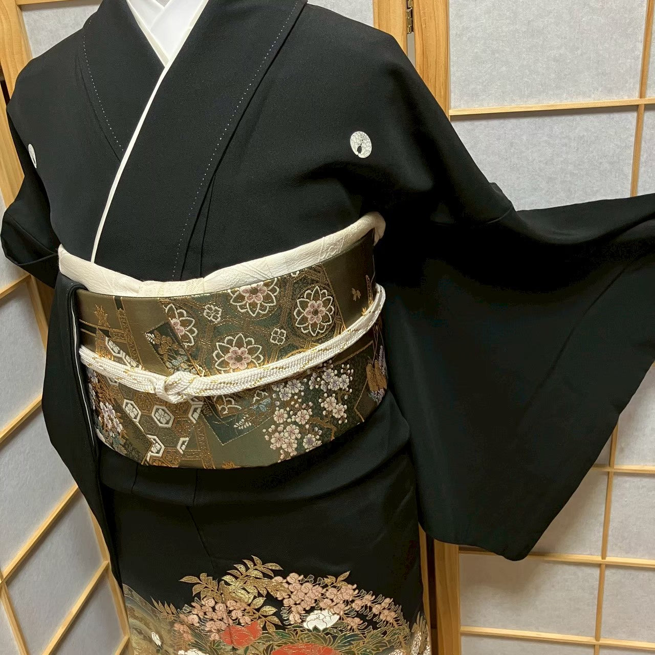 7209# Japanese Tomesode Kimono Vintage Womens Silk Fabric Robe Kimono only sold