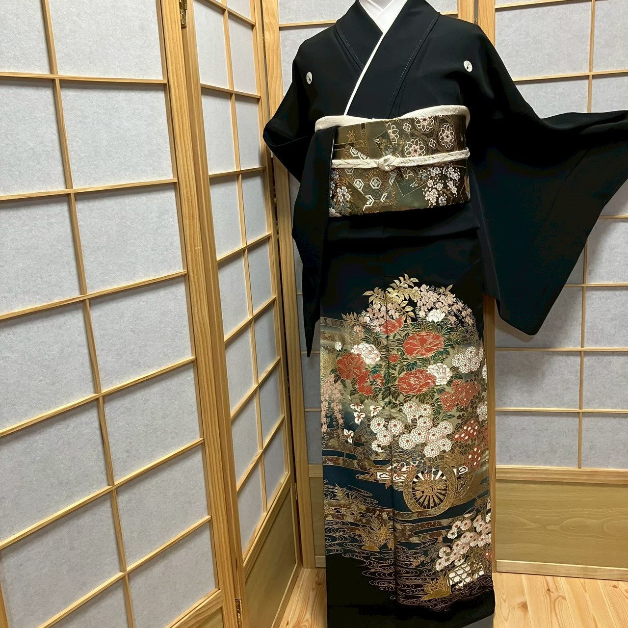 7209# Japanese Tomesode Kimono Vintage Womens Silk Fabric Robe Kimono only sold