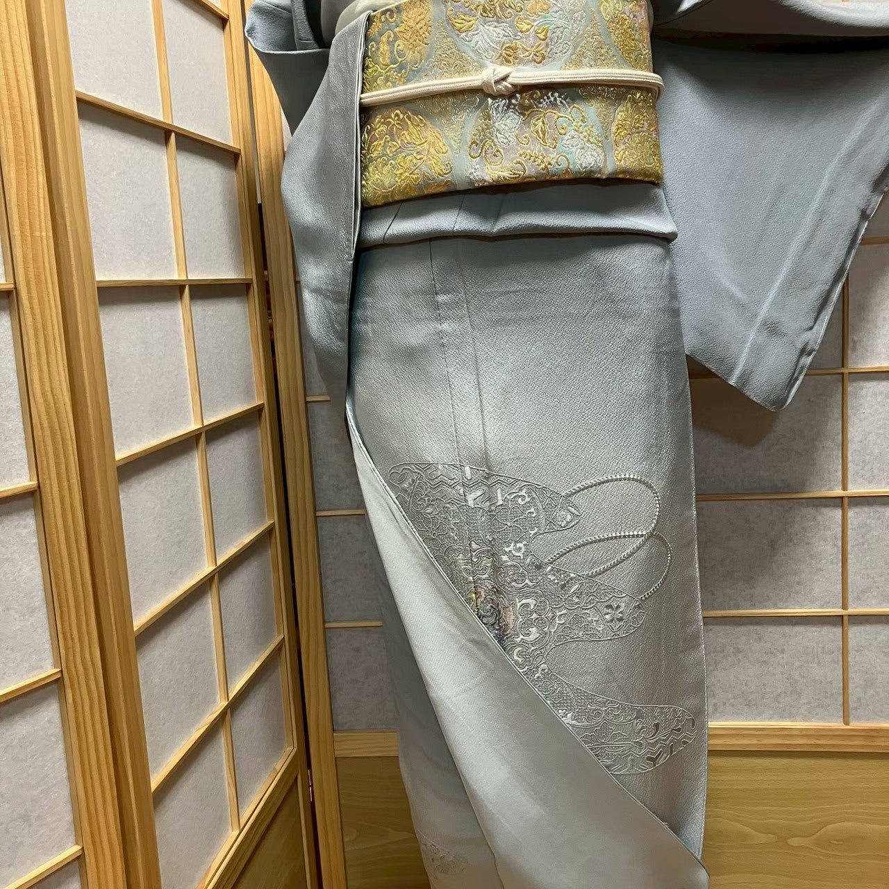 7210# Japanese Kimono Vintage Womens Silk Fabric Robe Kimono only sold Unused