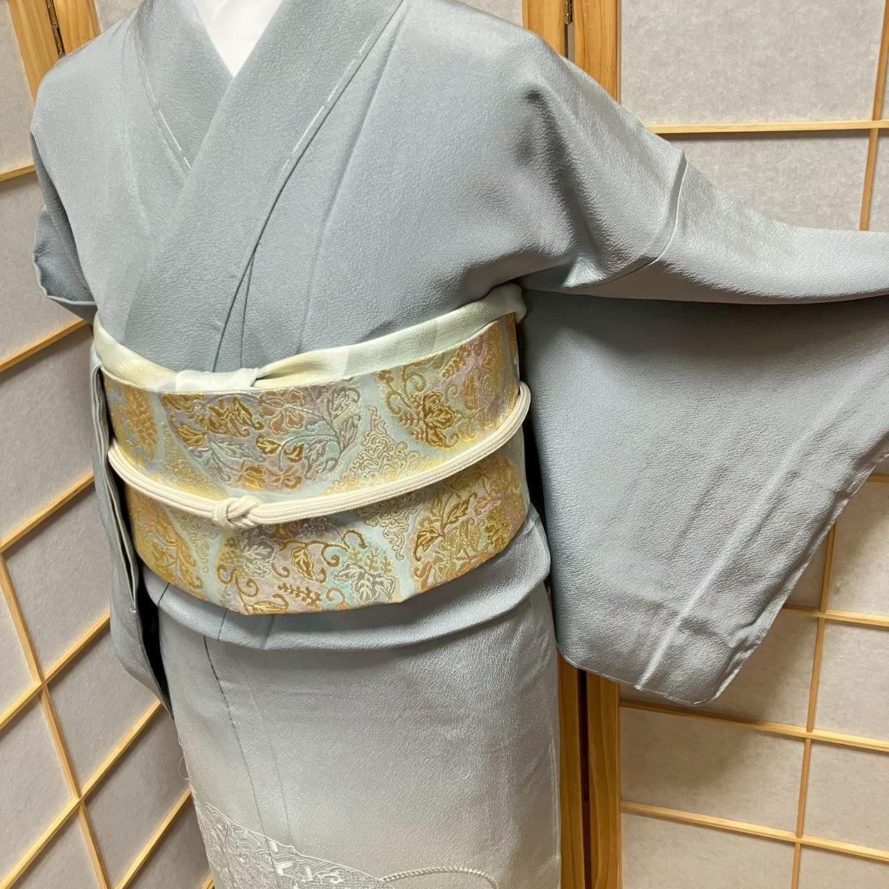 7210# Japanese Kimono Vintage Womens Silk Fabric Robe Kimono only sold Unused