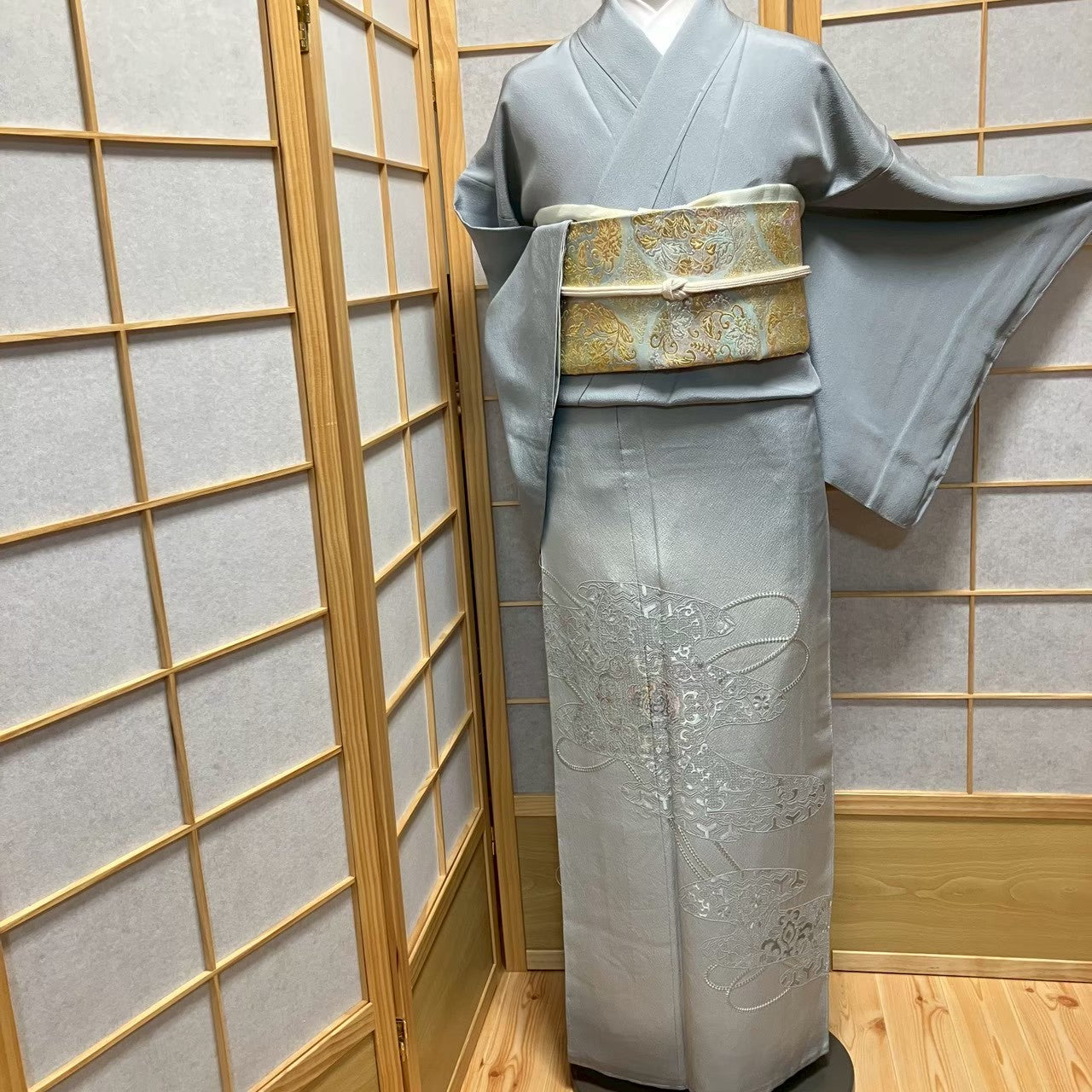 7210# Japanese Kimono Vintage Womens Silk Fabric Robe Kimono only sold Unused