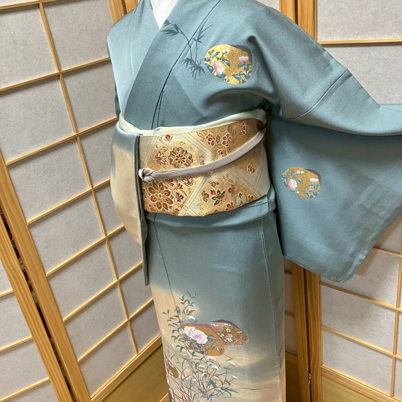 7211# Japanese Kimono Vintage Womens Silk Fabric Robe Kimono only sold