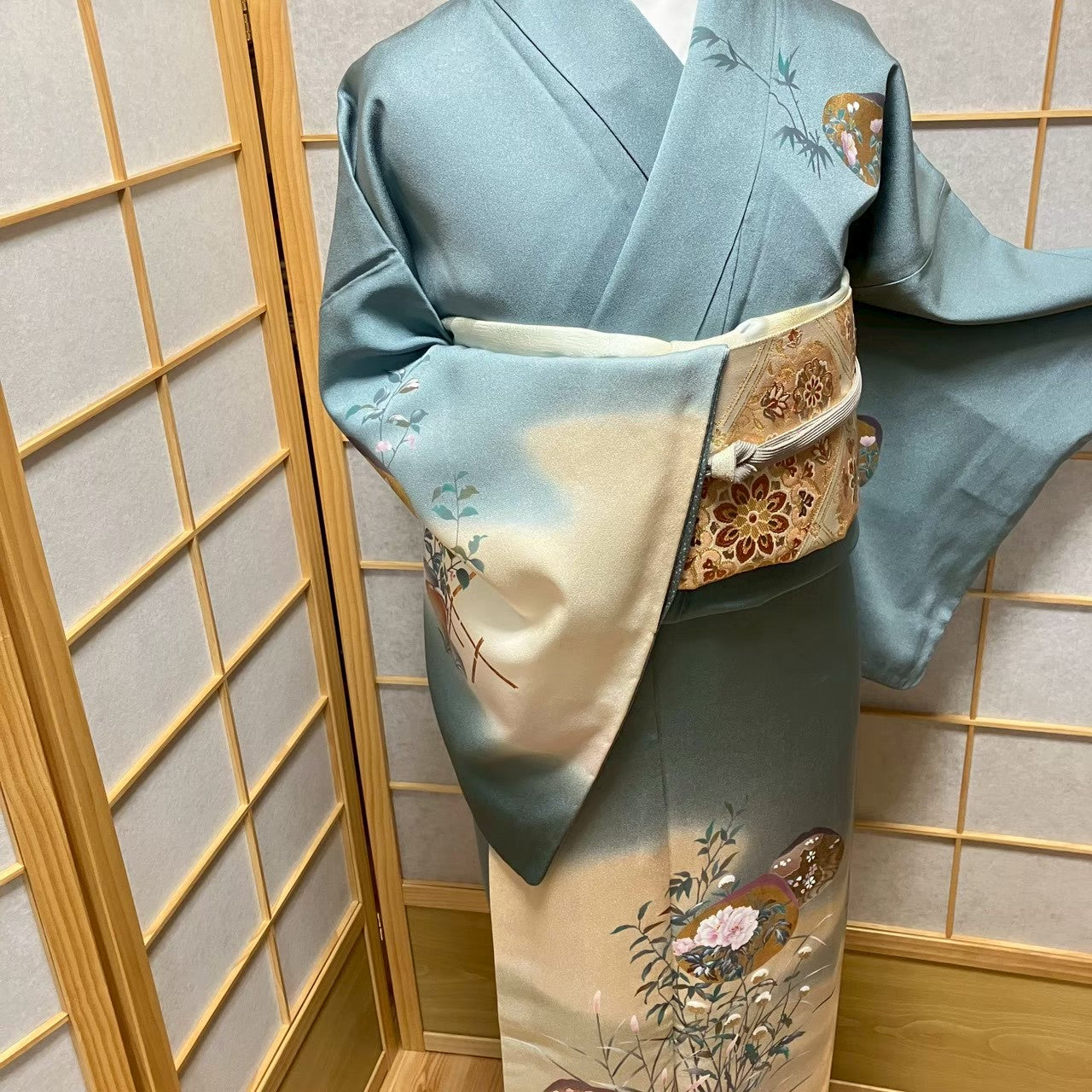 7211# Japanese Kimono Vintage Womens Silk Fabric Robe Kimono only sold