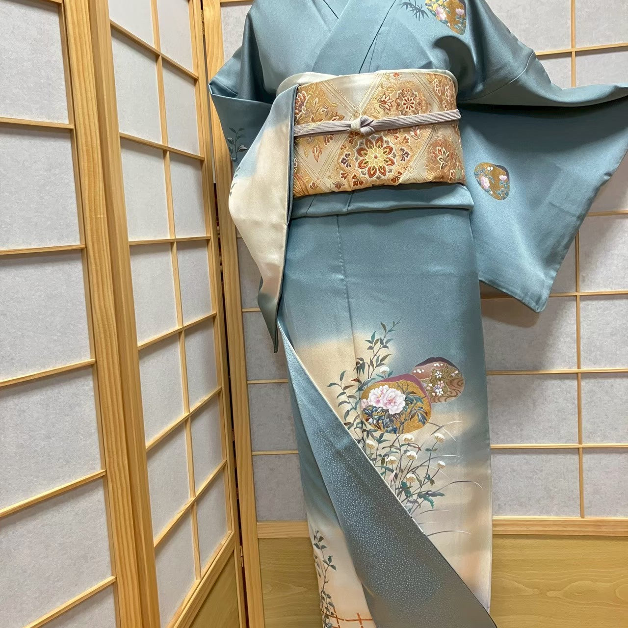 7211# Japanese Kimono Vintage Womens Silk Fabric Robe Kimono only sold