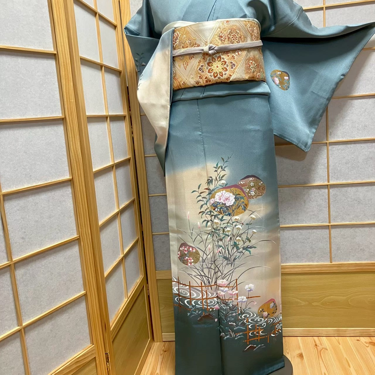 7211# Japanese Kimono Vintage Womens Silk Fabric Robe Kimono only sold