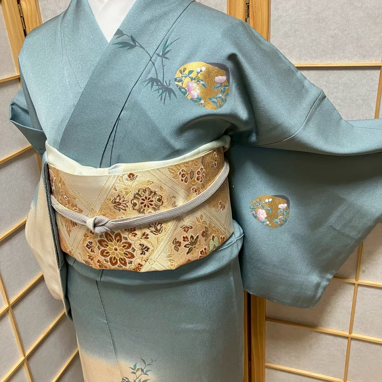 7211# Japanese Kimono Vintage Womens Silk Fabric Robe Kimono only sold