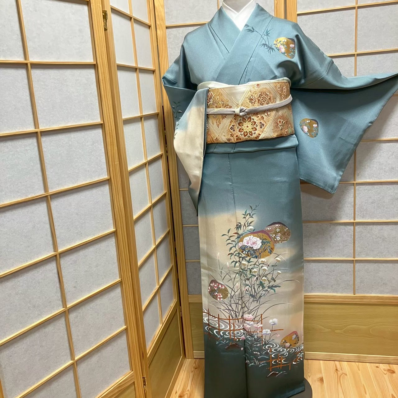 7211# Japanese Kimono Vintage Womens Silk Fabric Robe Kimono only sold