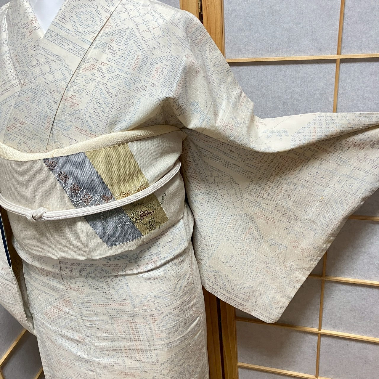 7113# Japanese Kimono Vintage Womens Silk Pongee Fabric Robe Kimono only sold