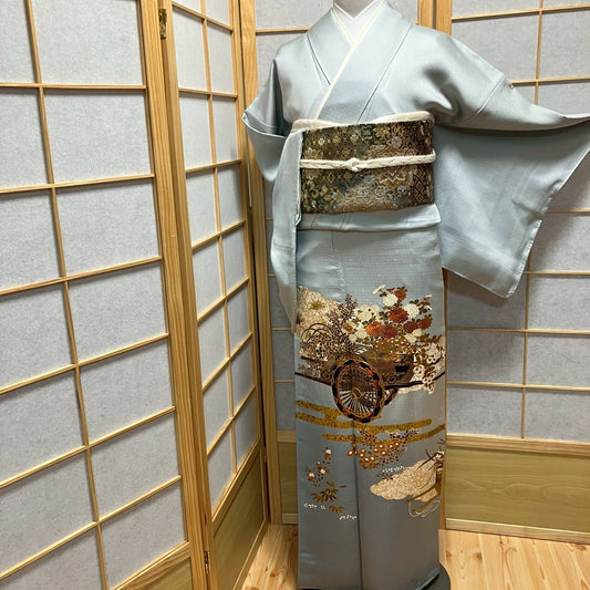 7124# Japanese Tomesode Kimono Vintage Womens Silk Fabric Robe Kimono only sold