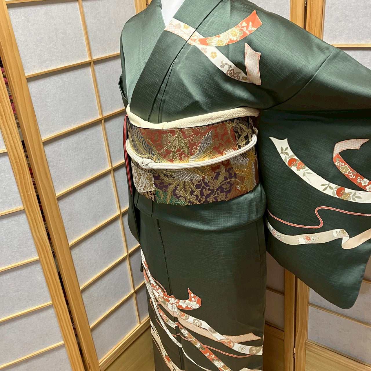 7126# Japanese Kimono Vintage Womens Silk Fabric Robe Kimono only sold