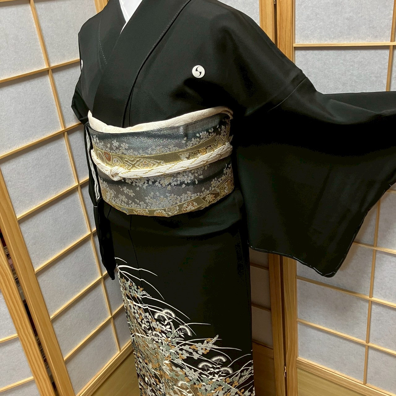 7133# Japanese Tomesode Kimono Vintage Womens Silk Fabric Robe Kimono only sold
