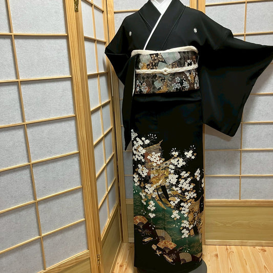 7134# Japanese Tomesode Kimono Vintage Womens Silk Fabric Robe Kimono only sold