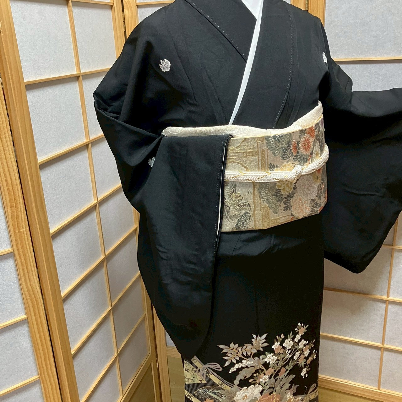 7118# Japanese Tomesode Kimono Vintage Womens Silk Fabric Robe Kimono only sold