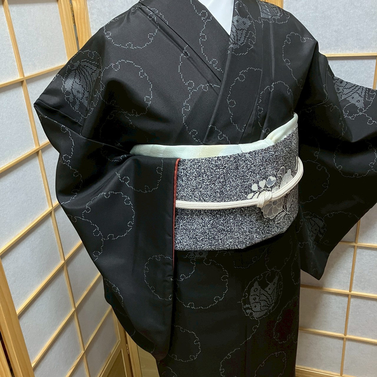 7119# Japanese Kimono Vintage Womens Silk Pongee Fabric Robe Kimono only sold