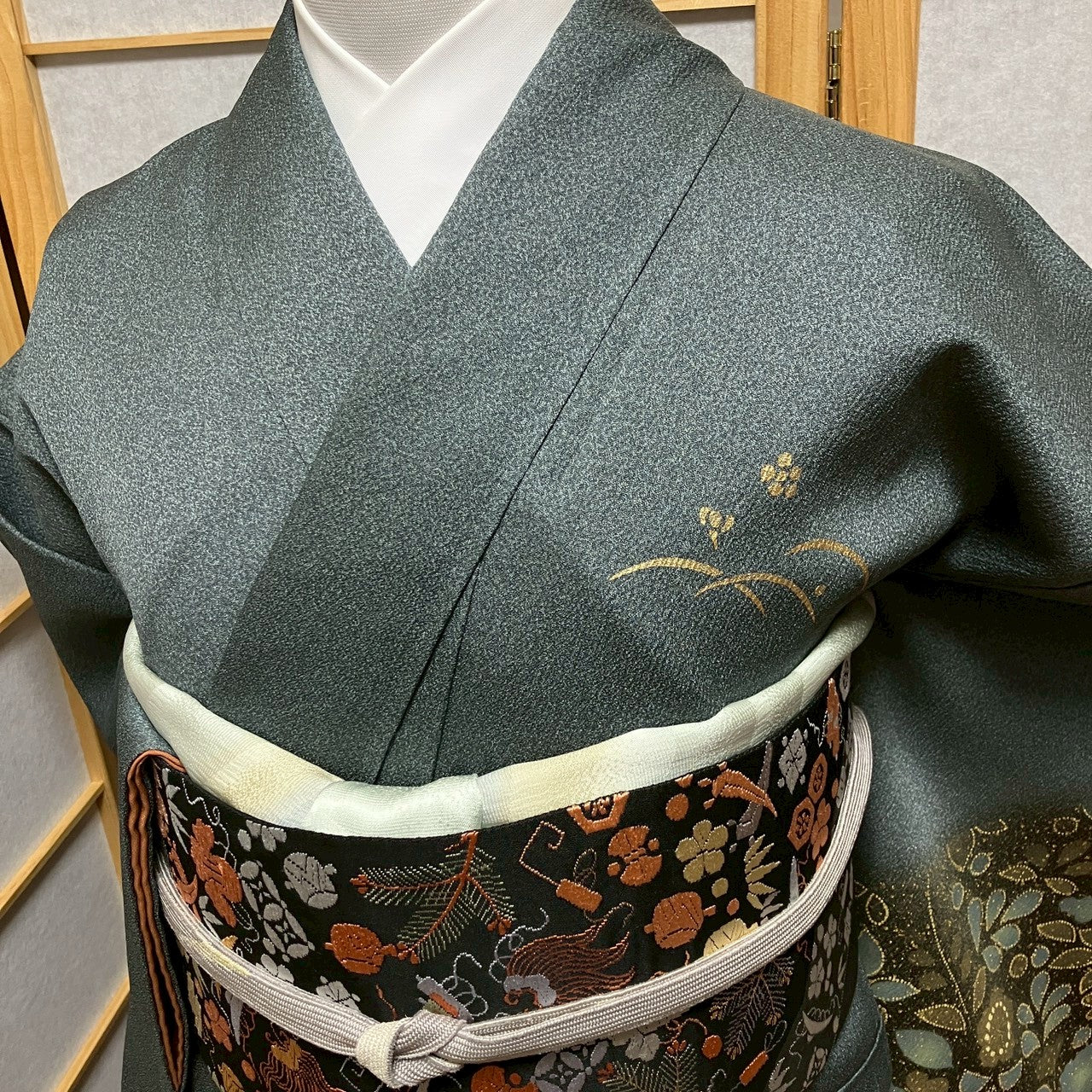 7162# Japanese Kimono Vintage Womens Silk Fabric Robe Kimono only sold