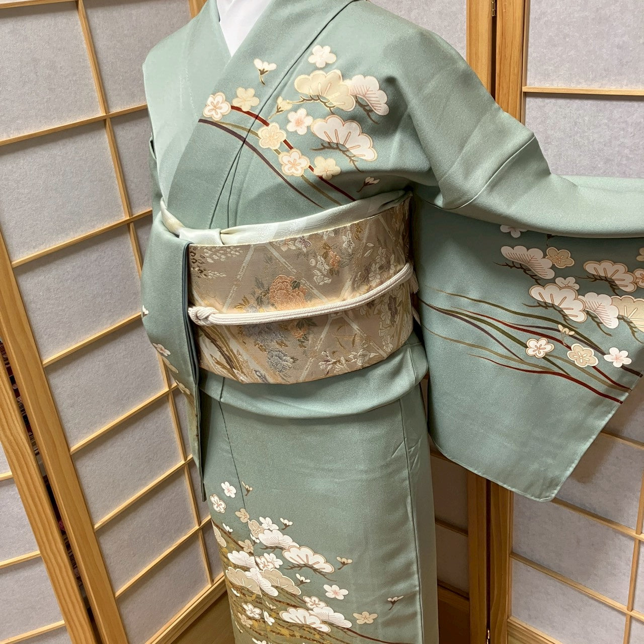 7151# Japanese Kimono Vintage Womens Silk Fabric Robe Kimono only sold