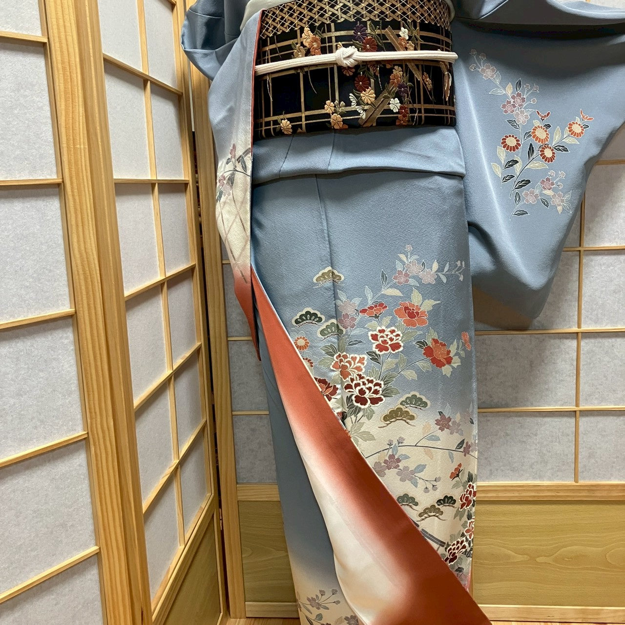 7156# Japanese Kimono Vintage Womens Silk Fabric Robe Kimono only sold