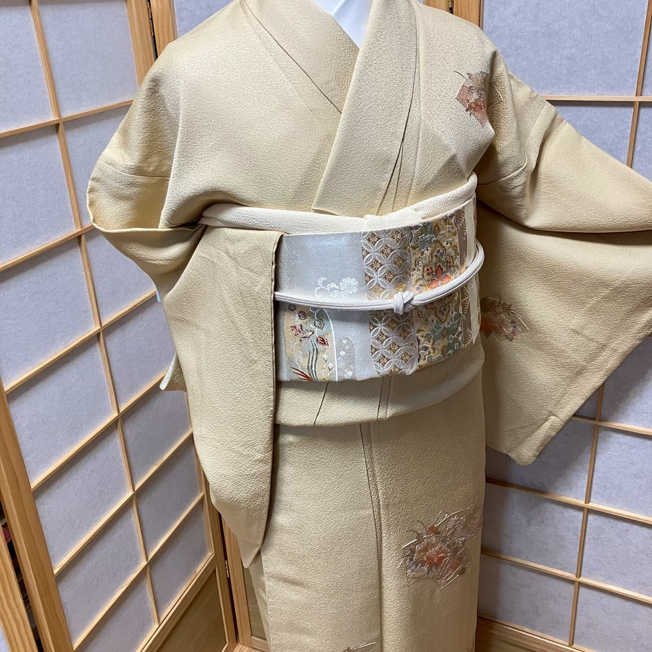 7471# Japanese Kimono Vintage Womens Silk Fabric Robe Kimono only sold