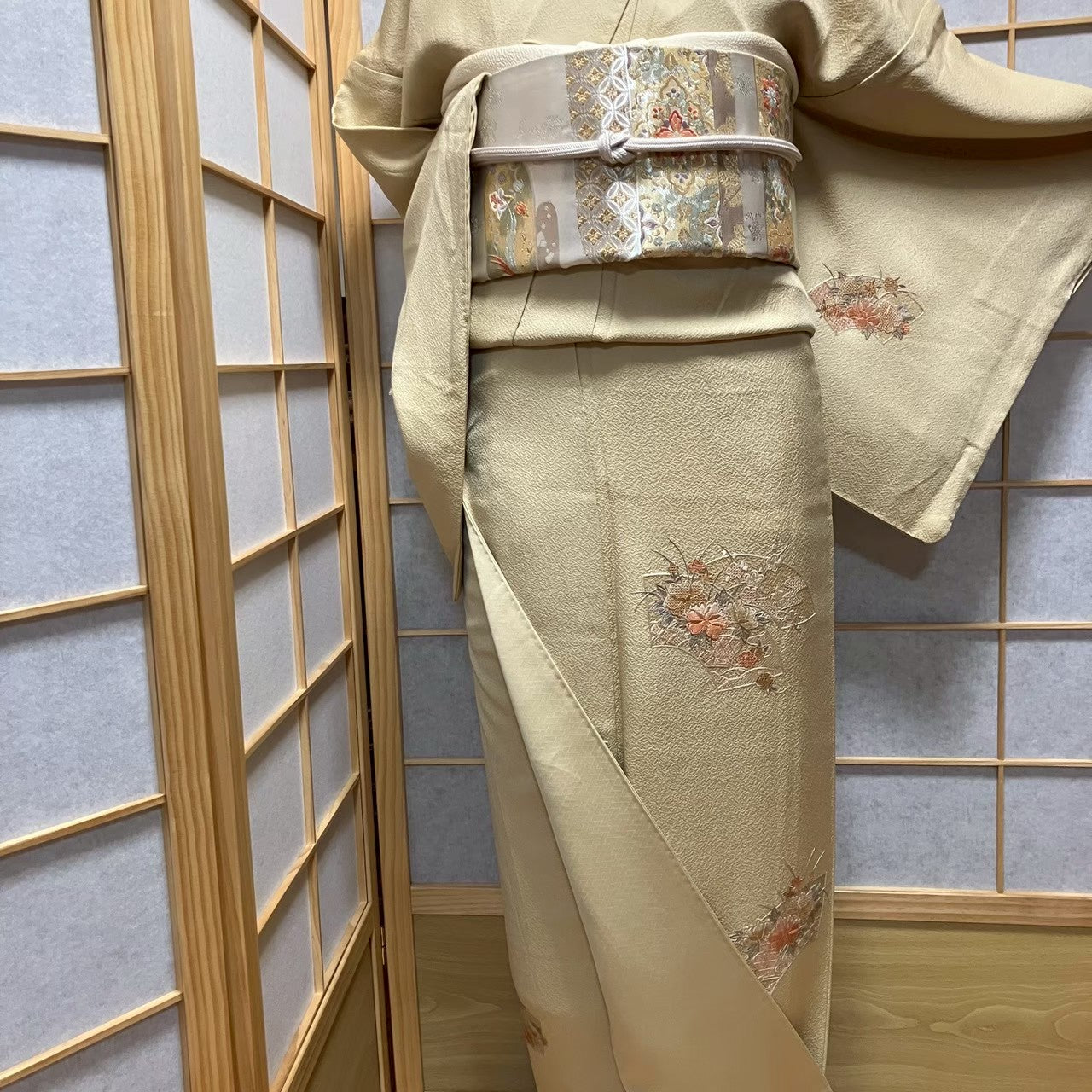 7471# Japanese Kimono Vintage Womens Silk Fabric Robe Kimono only sold