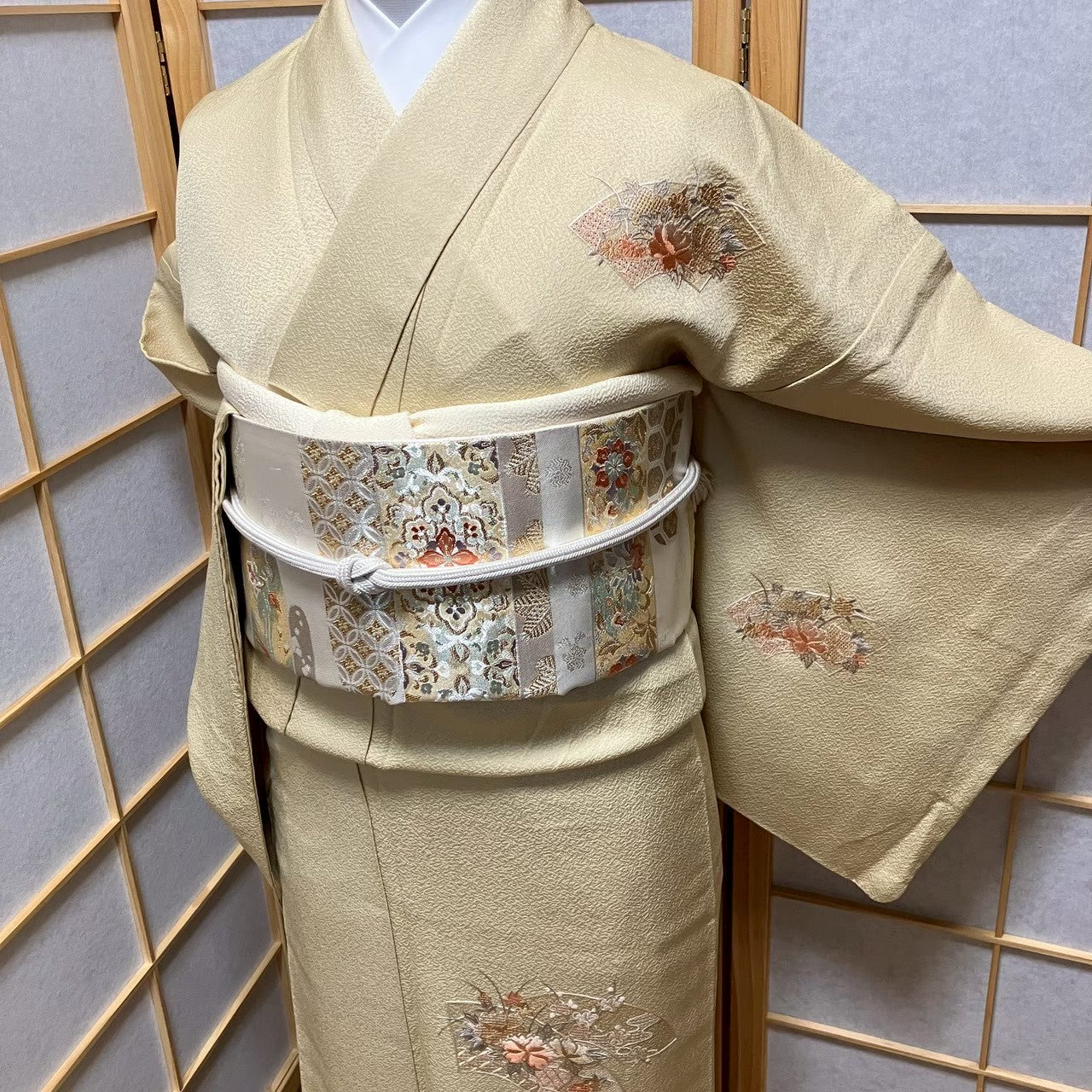 7471# Japanese Kimono Vintage Womens Silk Fabric Robe Kimono only sold