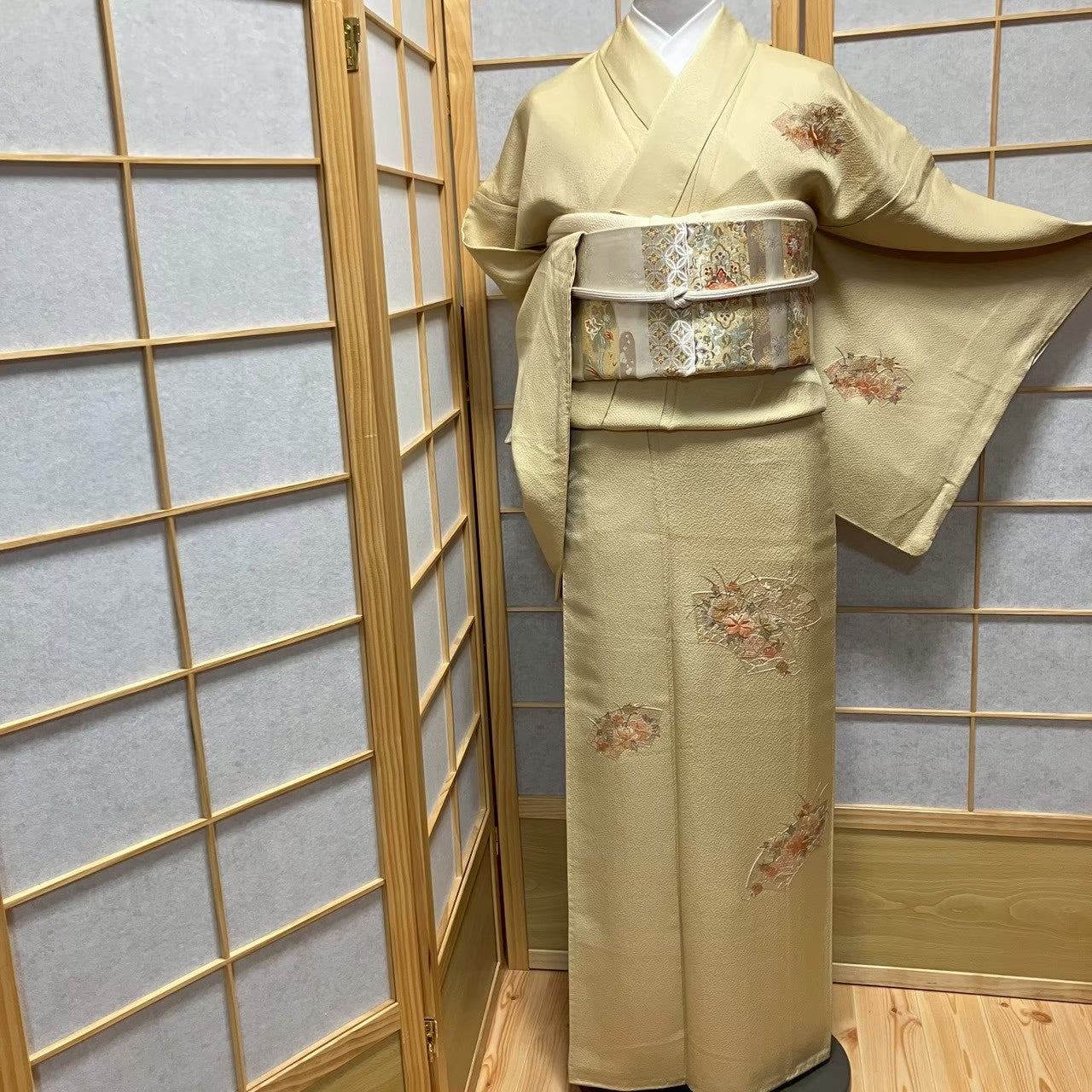 7471# Japanese Kimono Vintage Womens Silk Fabric Robe Kimono only sold
