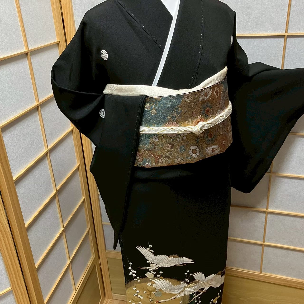 7472# Japanese Tomesode Kimono Vintage Womens Silk Fabric Robe Kimono only sold