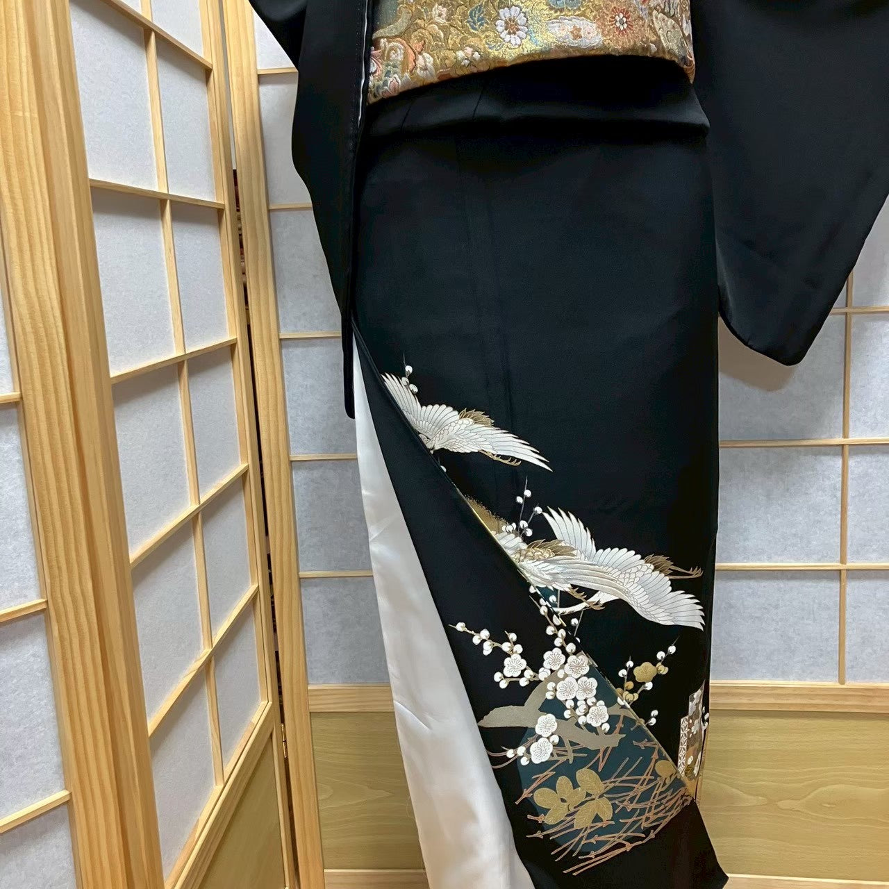 7472# Japanese Tomesode Kimono Vintage Womens Silk Fabric Robe Kimono only sold
