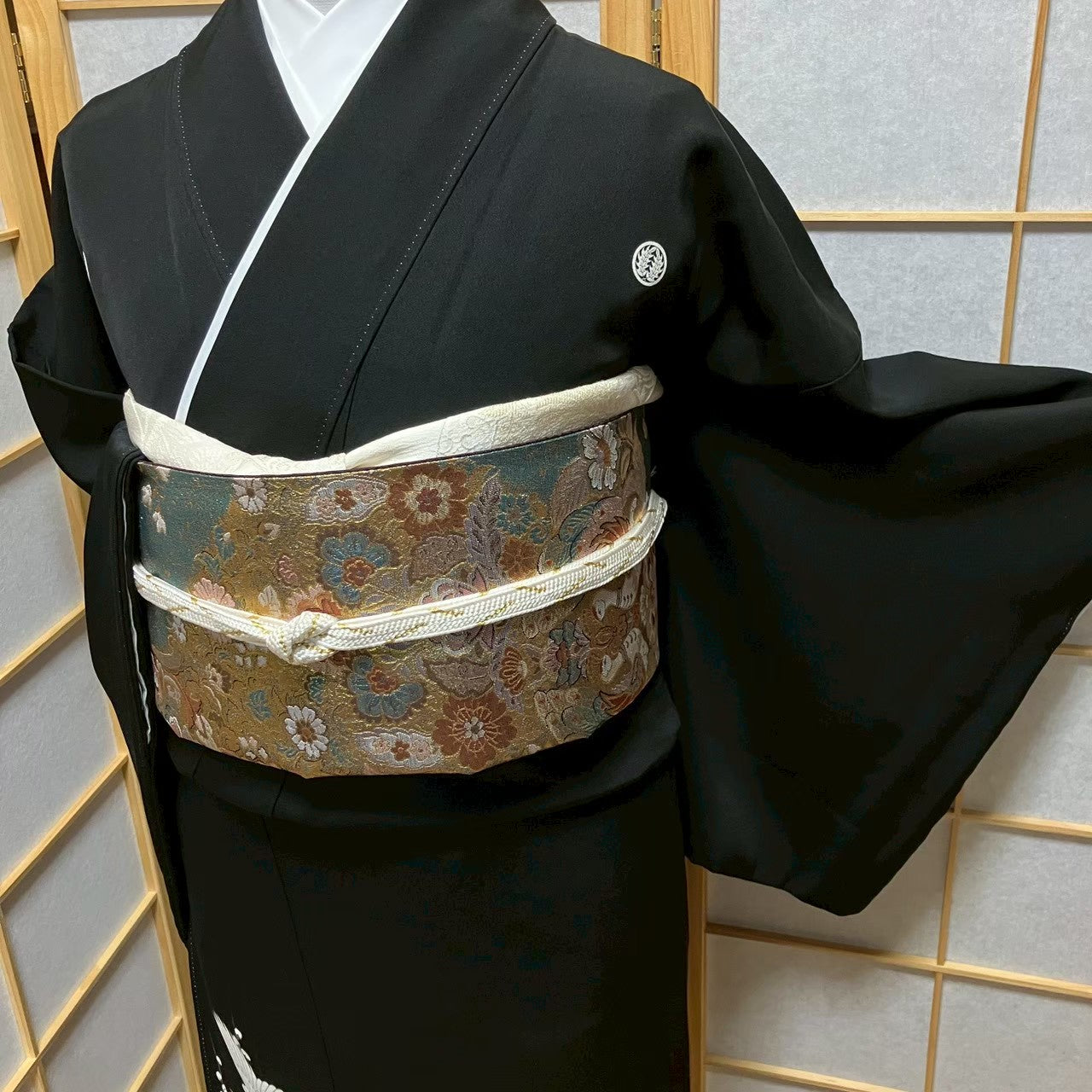 7472# Japanese Tomesode Kimono Vintage Womens Silk Fabric Robe Kimono only sold