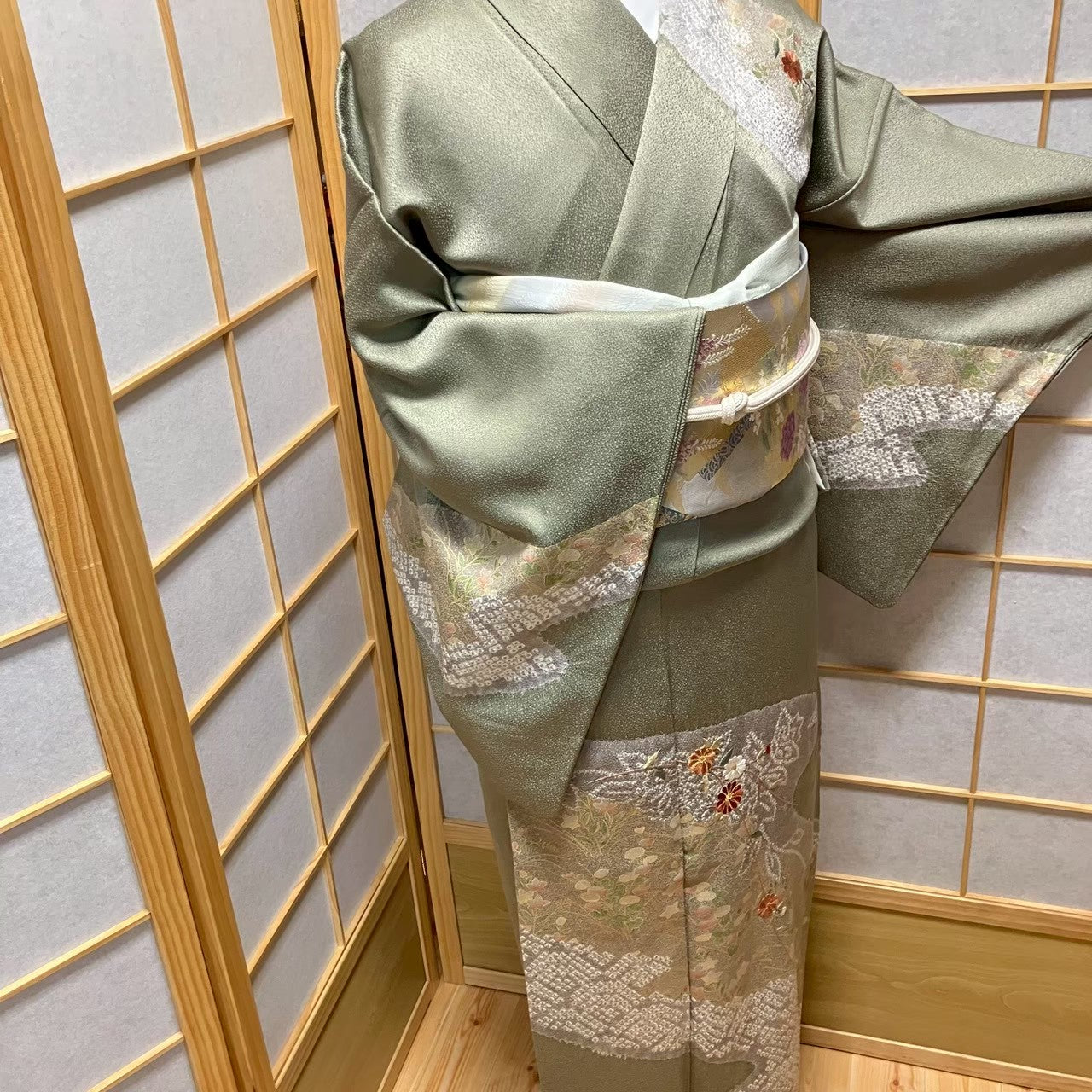 7474# Japanese Kimono Vintage Womens Silk Fabric Robe Kimono only sold Shibori