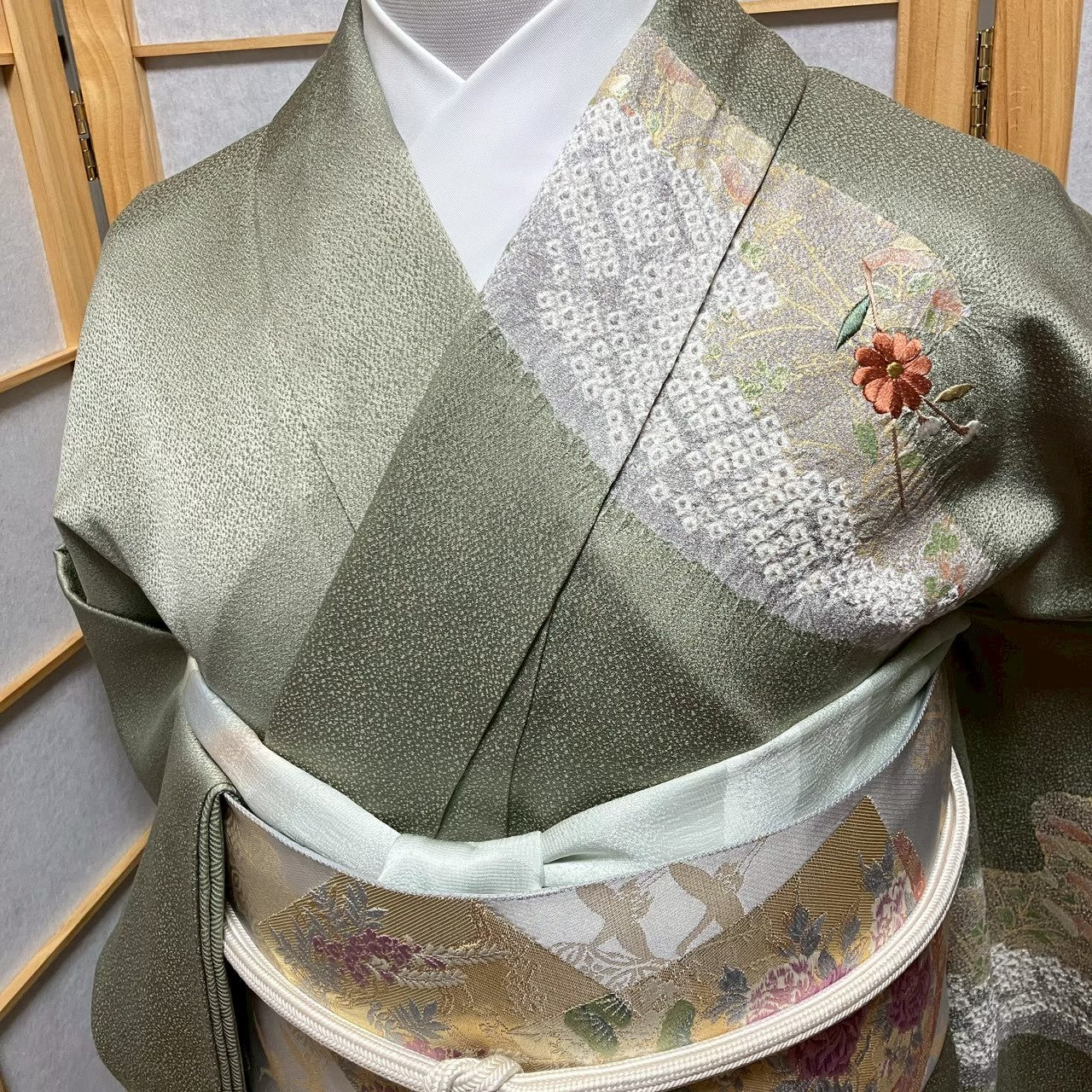7474# Japanese Kimono Vintage Womens Silk Fabric Robe Kimono only sold Shibori