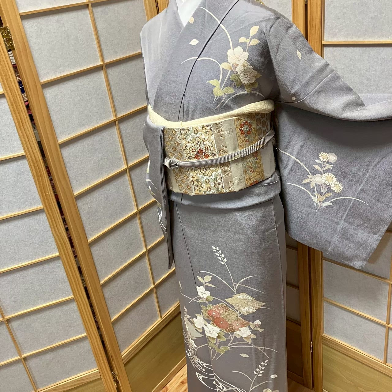 7475# Japanese Kimono Vintage Womens Silk Fabric Robe Kimono only sold