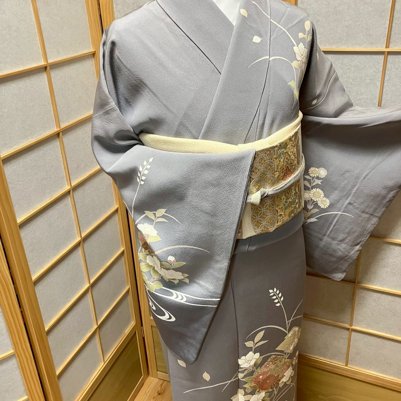 7475# Japanese Kimono Vintage Womens Silk Fabric Robe Kimono only sold