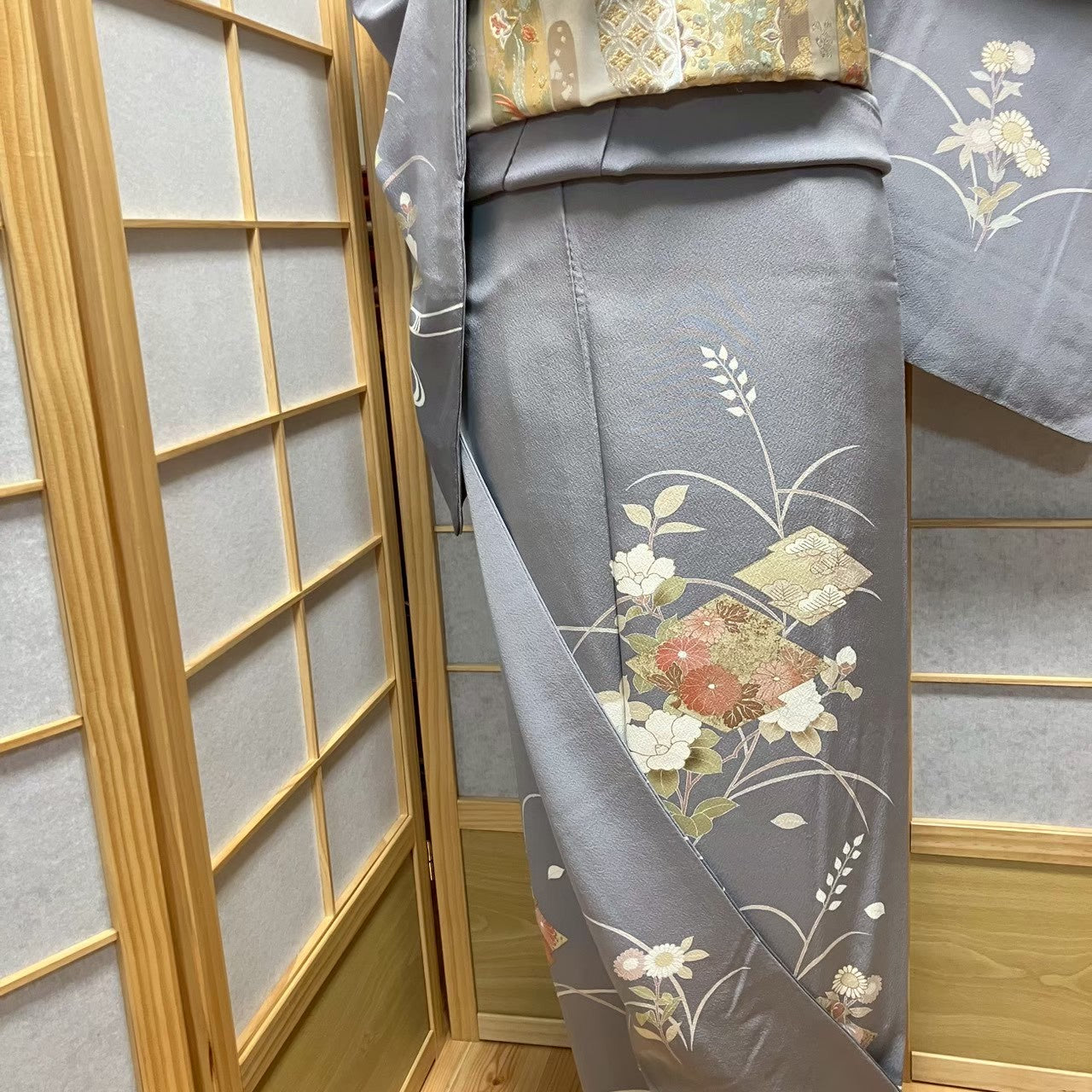7475# Japanese Kimono Vintage Womens Silk Fabric Robe Kimono only sold